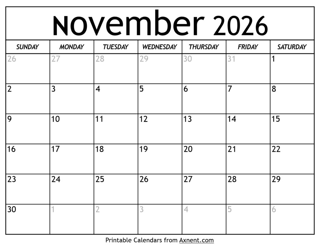 Kalender November 2026