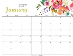 Cute January 2027 Calendar