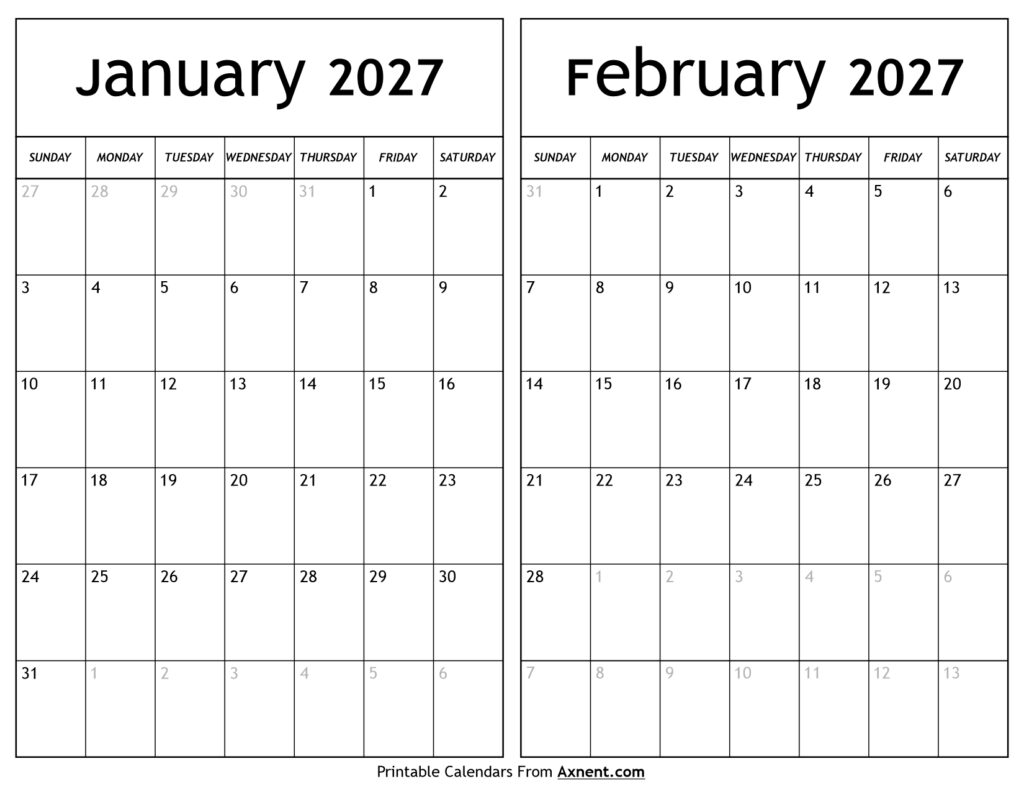 January February 2027 Calendar