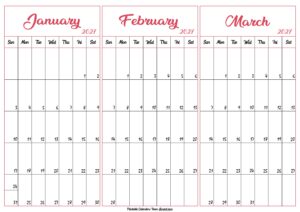 January February March 2027 Calendar