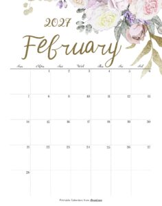 Calendar February 2027 Cute