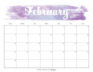 Cute February 2027 Calendar Printable