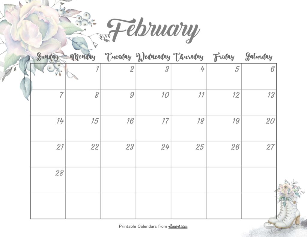 Cute February Calendar 2027