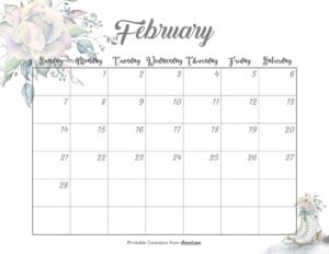 Cute February Calendar 2027