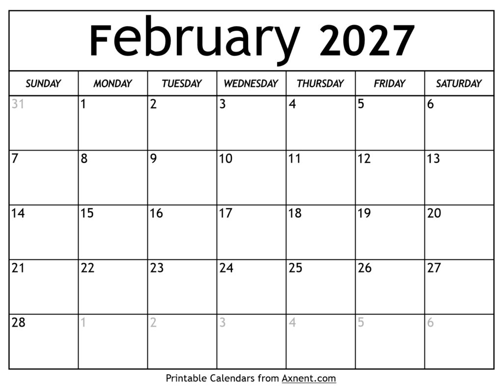 February 2027 Calendar