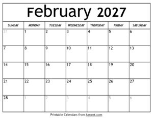 February 2027 Calendar