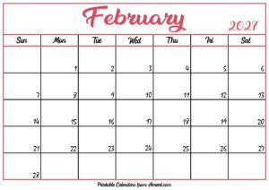 Free February Calendar 2027
