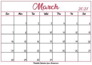 Free March Calendar 2027
