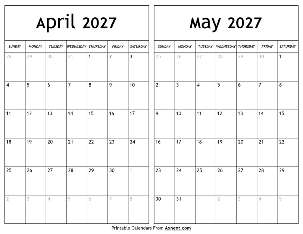April May 2027 Calendar