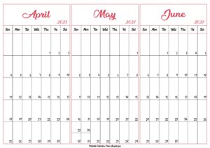 April May June 2027 Calendar