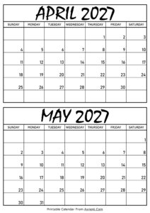 April and May 2027 Calendar