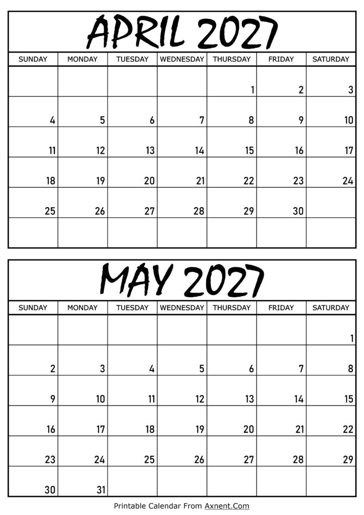April and May 2027 Calendar