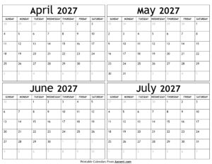 April to July 2027 Calendar
