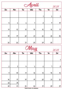 Calendar 2027 April May