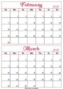 Calendar 2027 February March