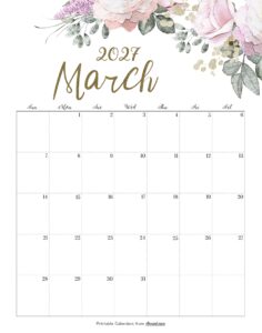 Calendar March 2027 Cute