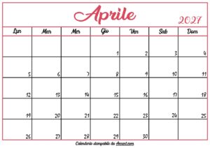 Calendario Aprile 2027 Stampabile