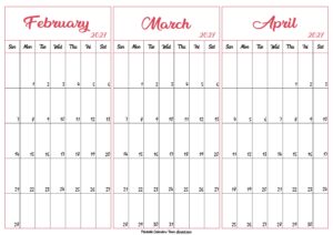 February March April 2027 Calendar