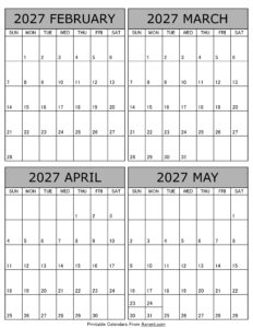 February March April May 2027 Calendar