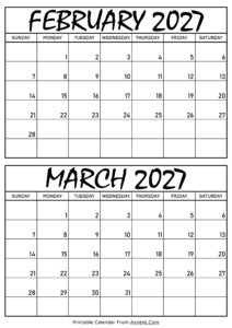 February and March 2027 Calendar