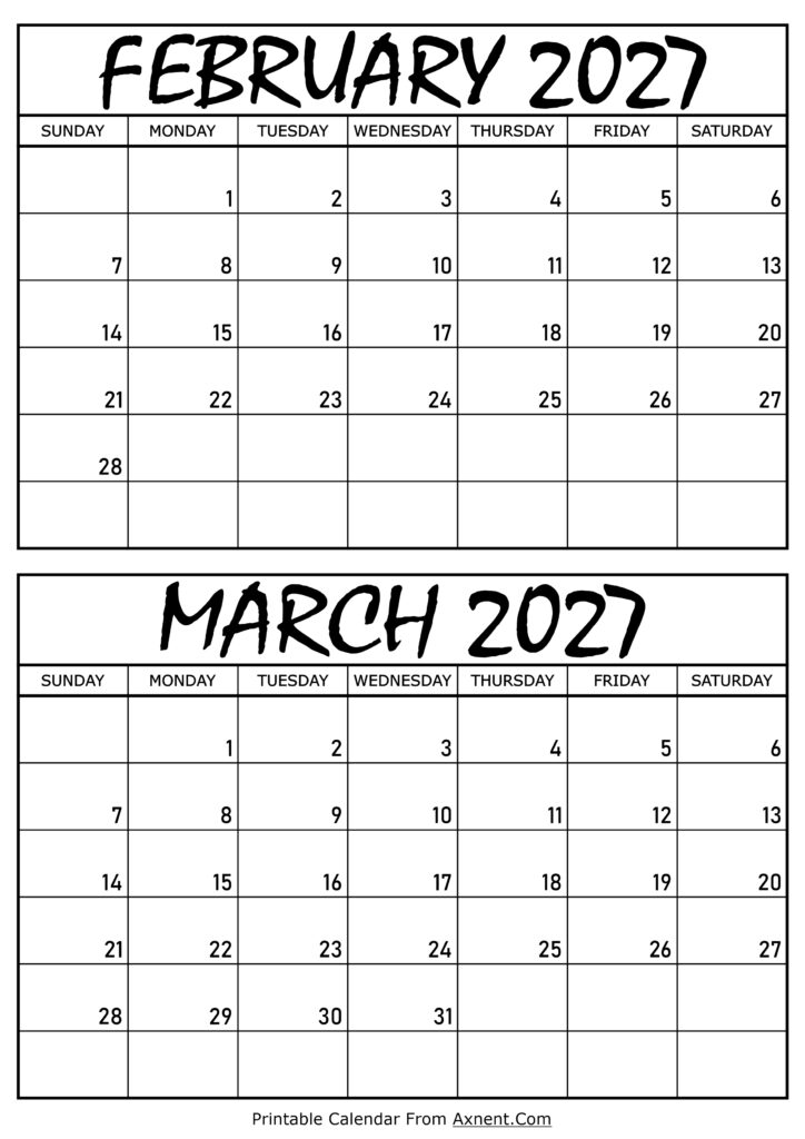 February and March 2027 Calendar