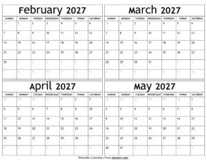 February to May 2027 Calendar