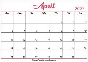 Free April Calendar 2027