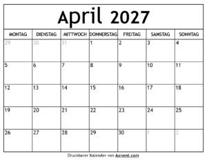 Kalender April 2027