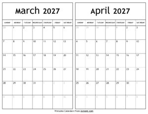 March April 2027 Calendar