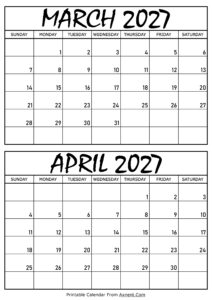 March and April 2027 Calendar