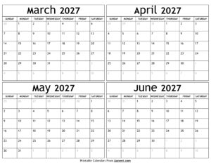 March to June 2027 Calendar