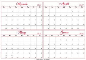 March to June Calendar 2027