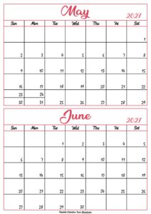 Calendar 2027 May June