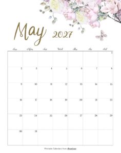 Calendar May 2027 Cute