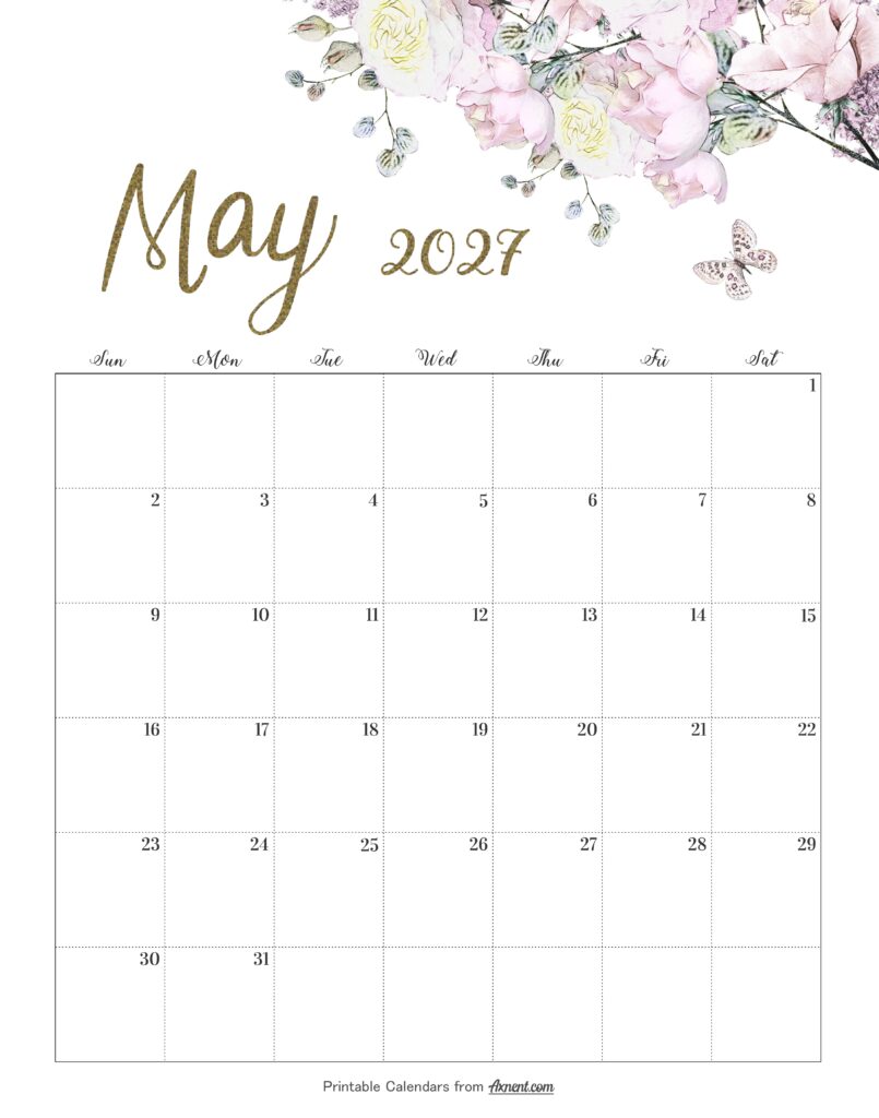 Calendar May 2027 Cute