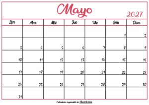 Calendario En Blanco Mayo 2027