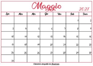Calendario Maggio 2027 Stampabile