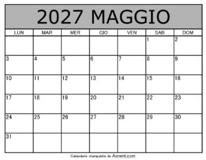 Calendario Mensile di Maggio 2027