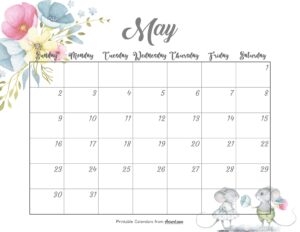 Cute May Calendar 2027