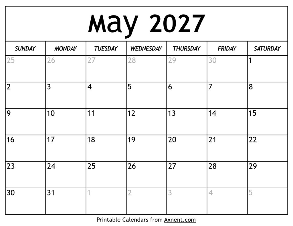 May 2027 Calendar