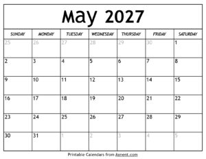 May 2027 Calendar