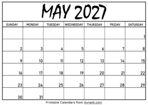May 2027 Calendar Printable
