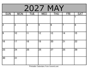May 2027 Calendar Template