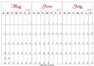 May June July 2027 Calendar