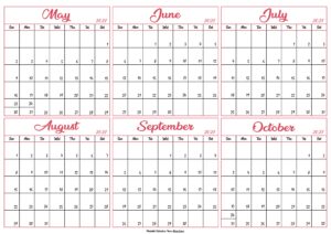 May to October Calendar 2027