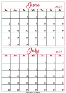 Calendar 2027 June July