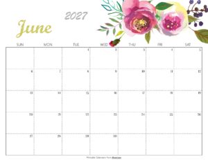 Cute June 2027 Calendar
