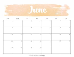 Cute June 2027 Calendar Printable