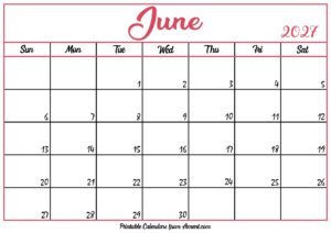 Free June Calendar 2027
