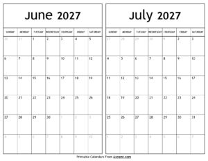 June July 2027 Calendar